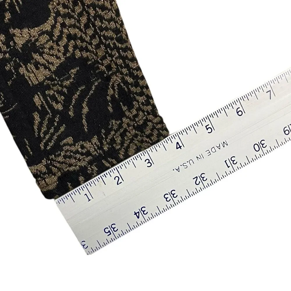 Free‎ People Gold Metallic Ornate Floral Print Leggings Black Boho
